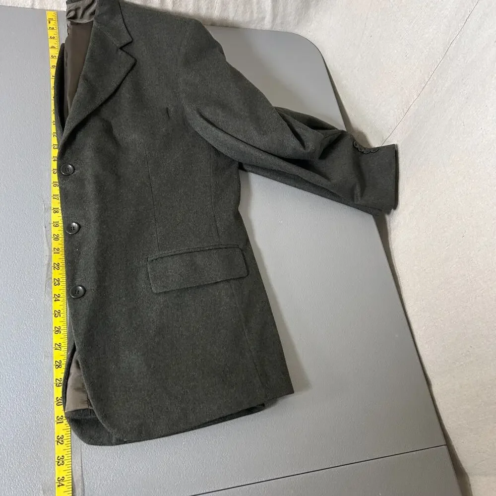 Oscar De La Renta Mens Blazer Size 44R Green Cashmere Wool Blend Preppy Academia